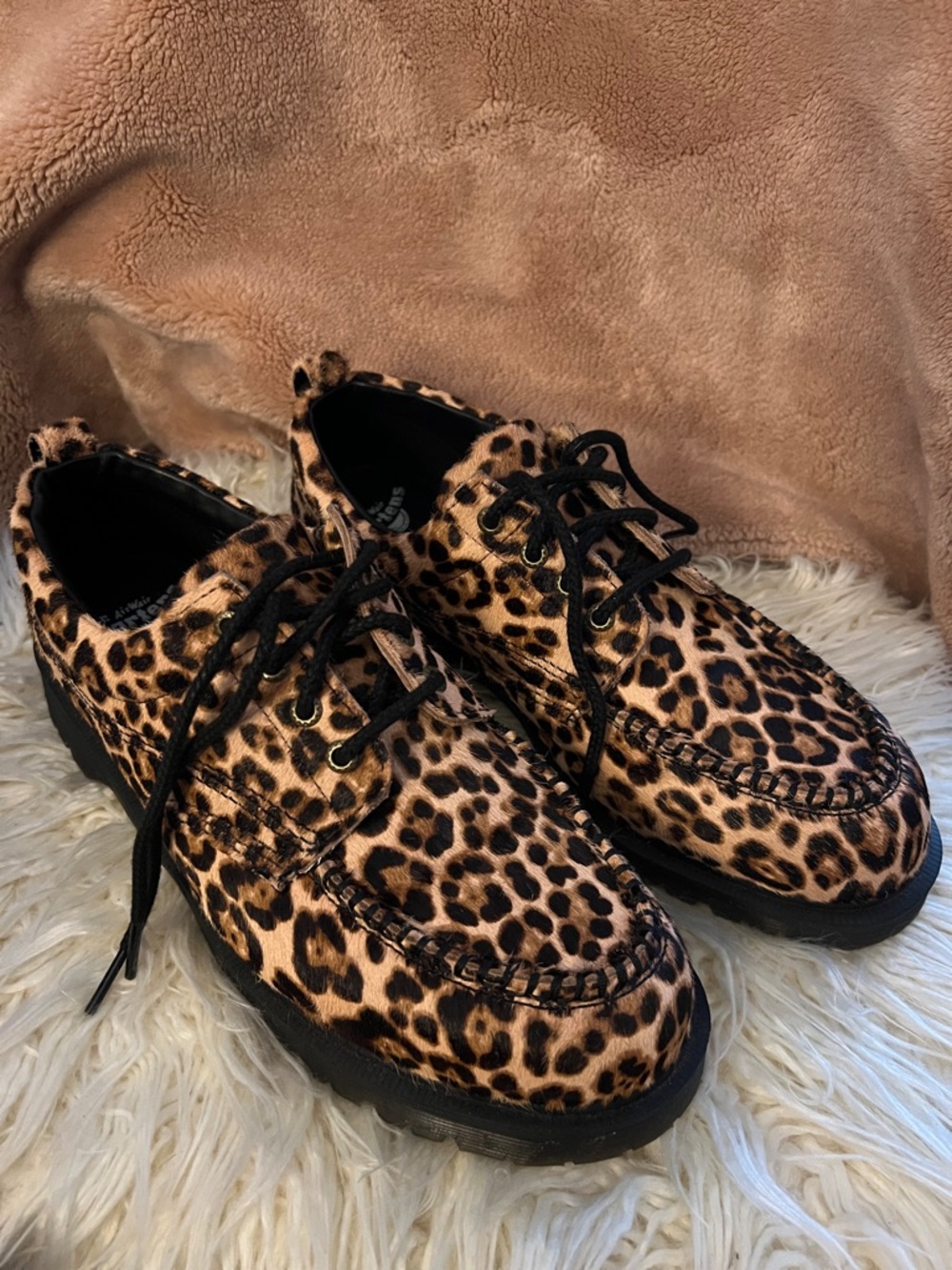 Dr. Martens Lowell Leopard Print Moc Toe Shoes